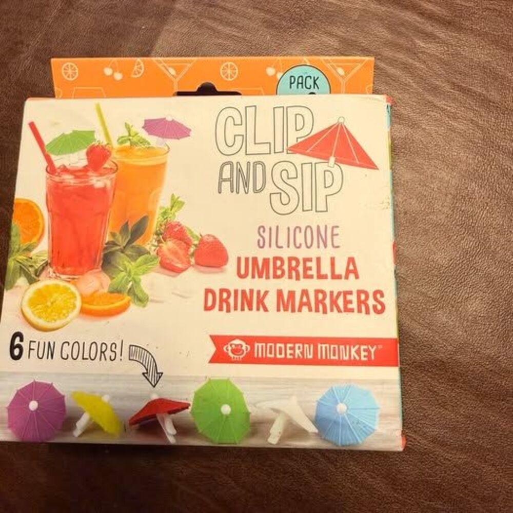 Modern Monkey Clip and Sip Silicone Umbrella Drink Markers
